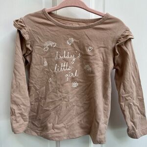 Okie Dokie 24M Brown and White Daddy’s Little Girl Long Sleeve Girls Top Blouse